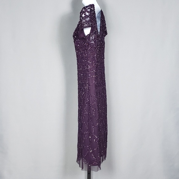 ADRIANNA PAPELL SHORT SLEEVE BEADED Shift dress 8 - Picture 3 of 6